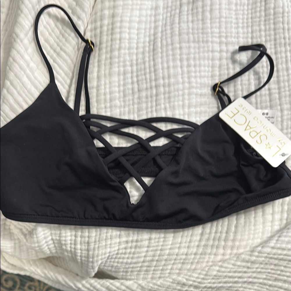 L*Space Black Criss-Cross Bikini Top